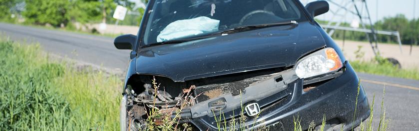 A wrecked car