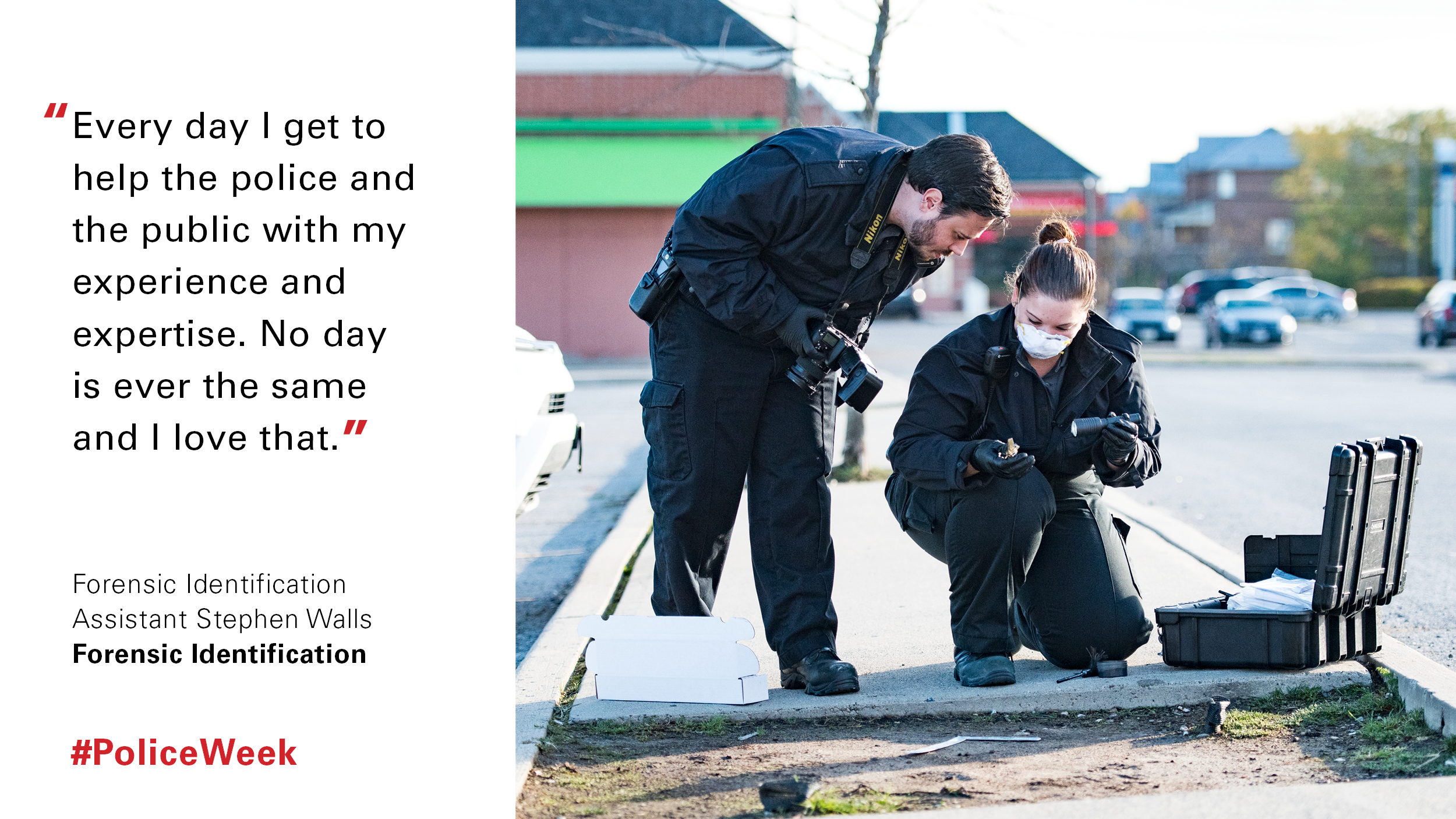 Two civilian members of YRP take pictures of a crime scene
