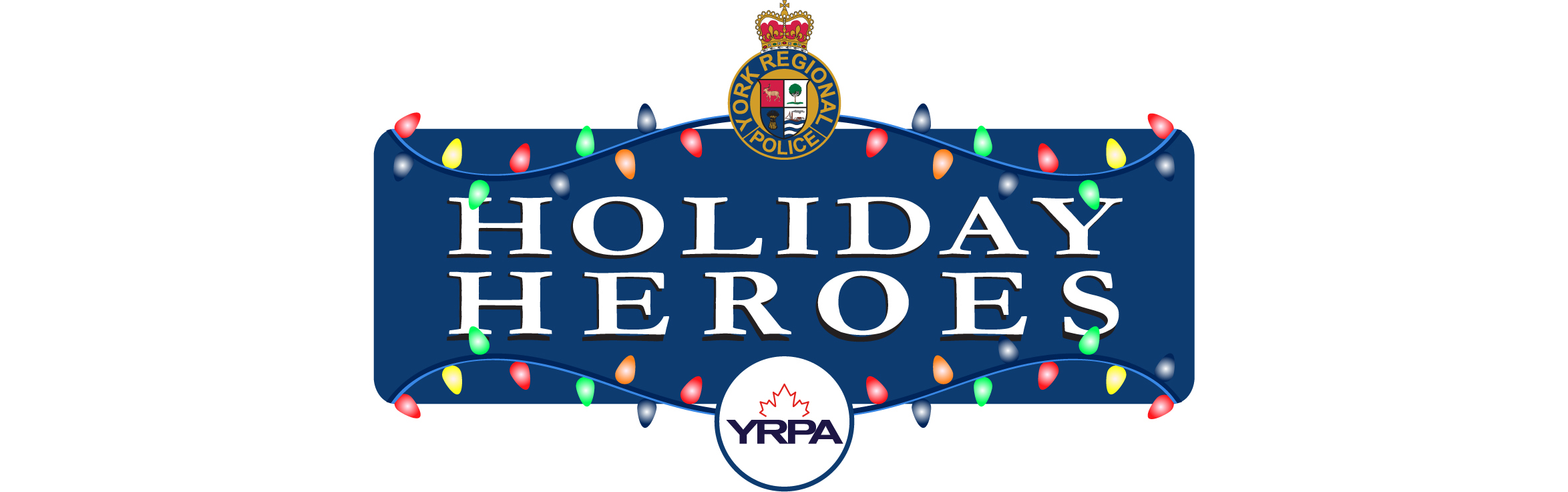 A banner with Christmas lights and two logos YRP and YRPA