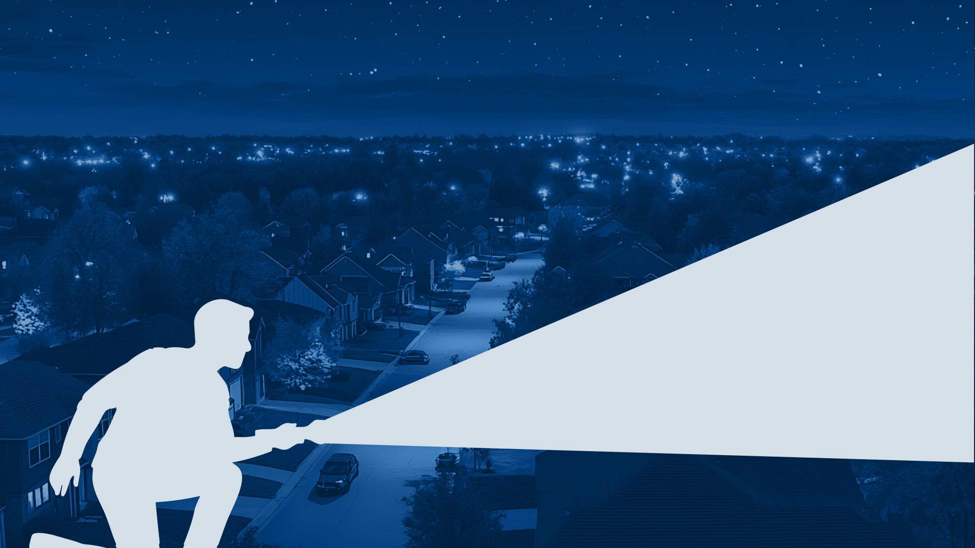 An overhead angle of a neighbourhood at night