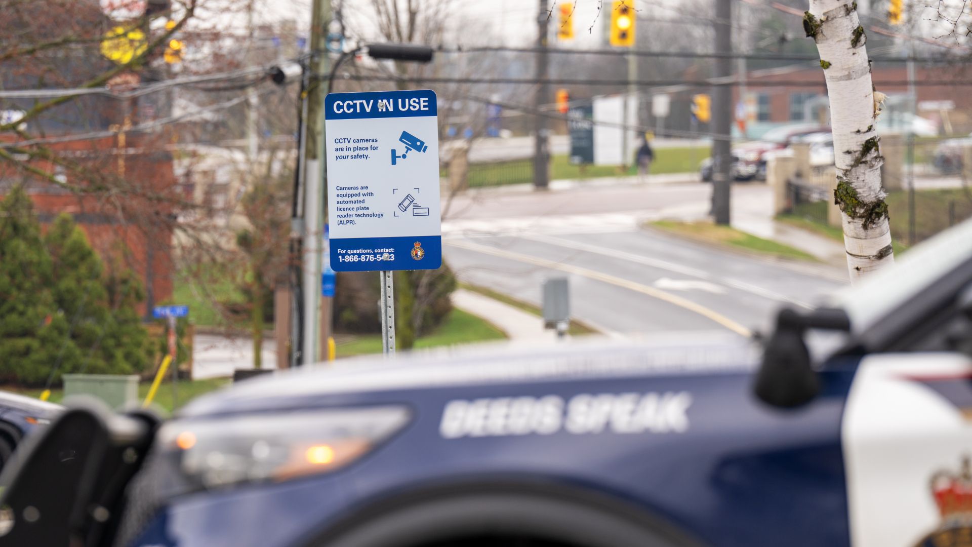 A sign provides information about a CCTV camera