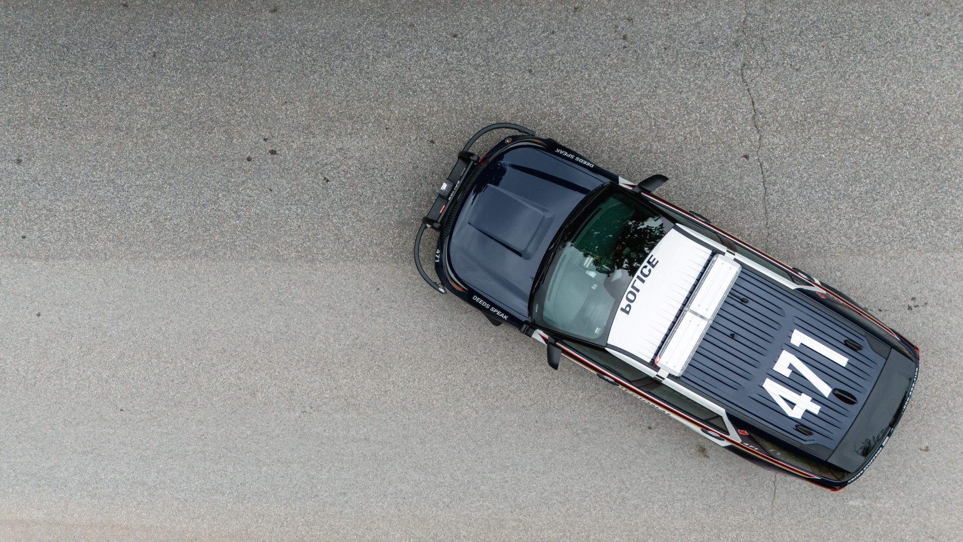 An overhead of a police cruiser
