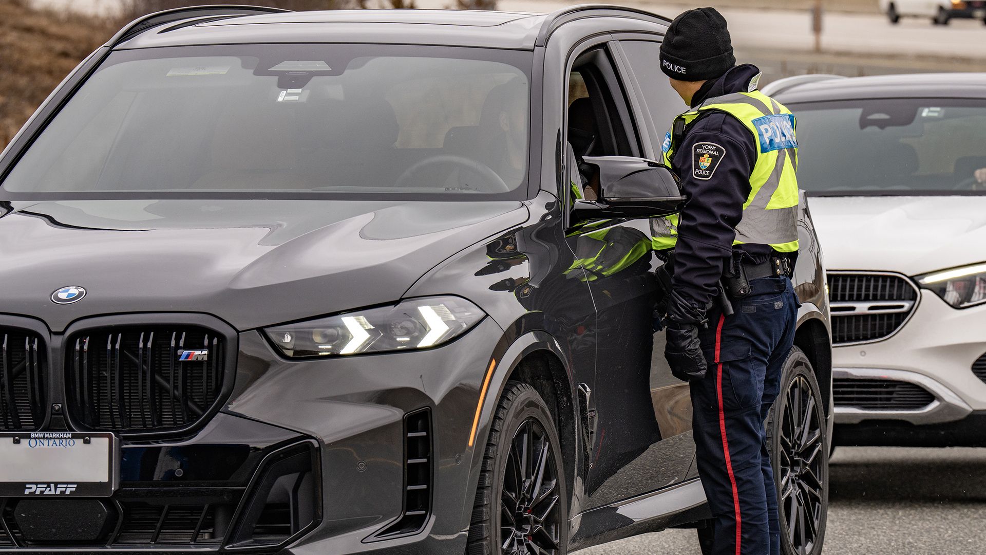 An officer conducts a ride stop on a vehicle