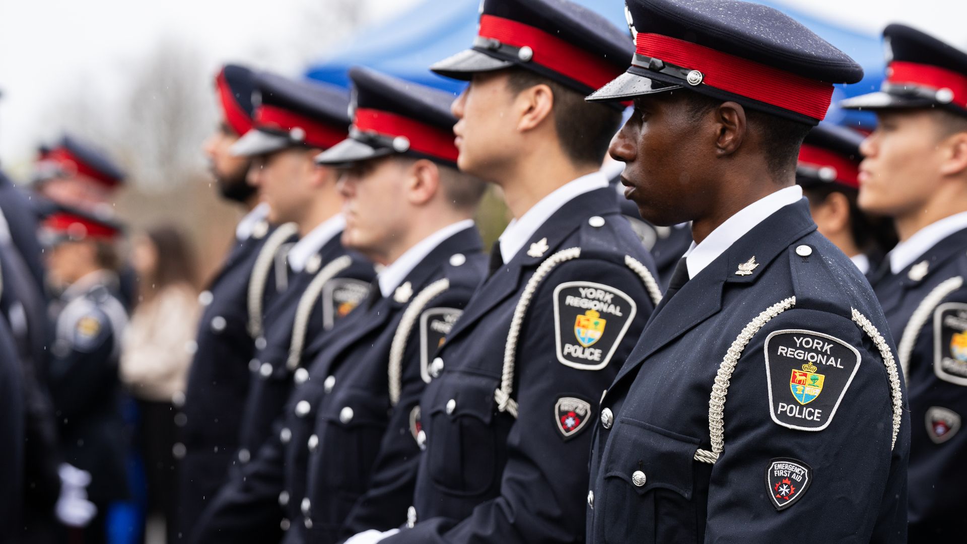 A group of people in police uniforms