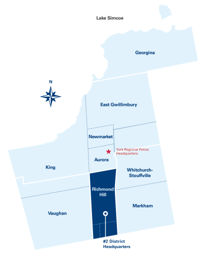 Map of York Region with 2 District highlighted.