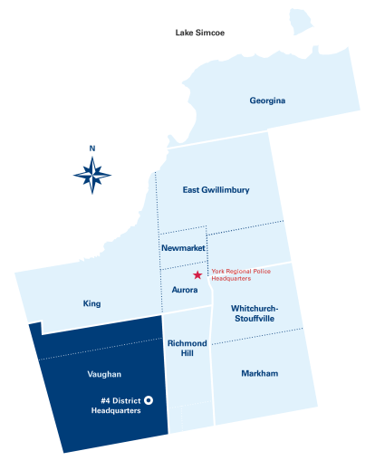 Map of York Region with 4 District highlighted.