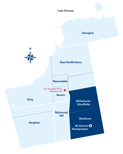 Map of York Region with 5 District highlighted.
