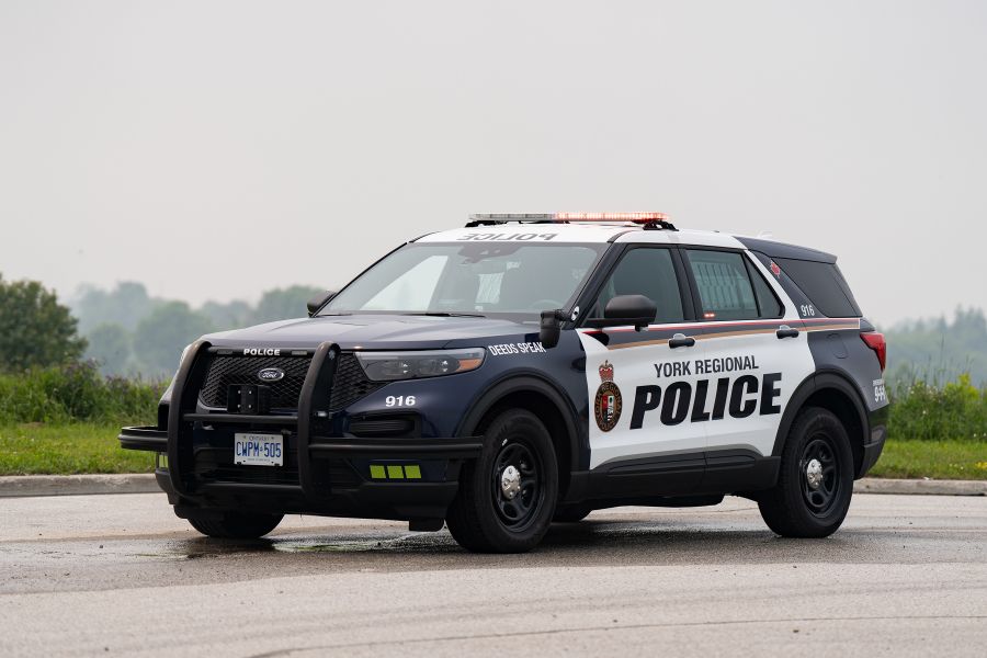York Regional Police cruiser on concrete road.