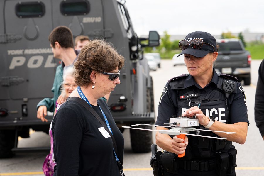 Officer explaining lifesaver