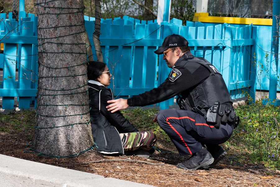 Victim being comforted
