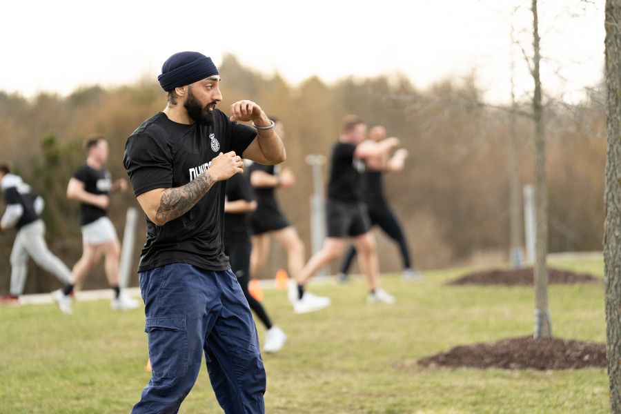 A man in gym clothes