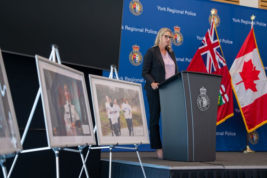 A woman at a podium