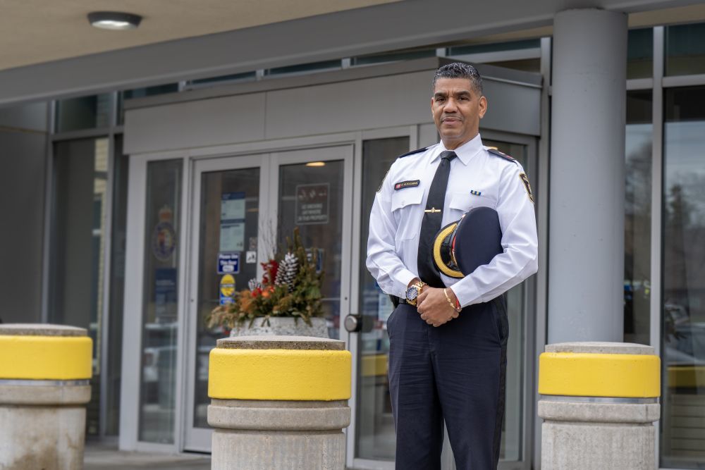 #2 District Superintendent Kolin Alexander stands outside of headquarters