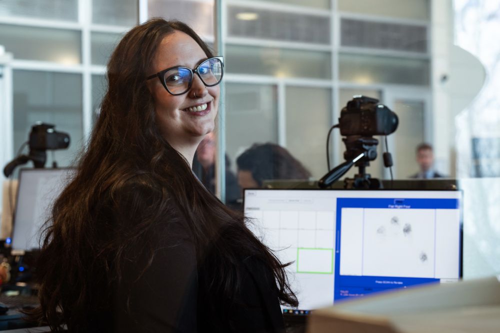 A woman at a computer