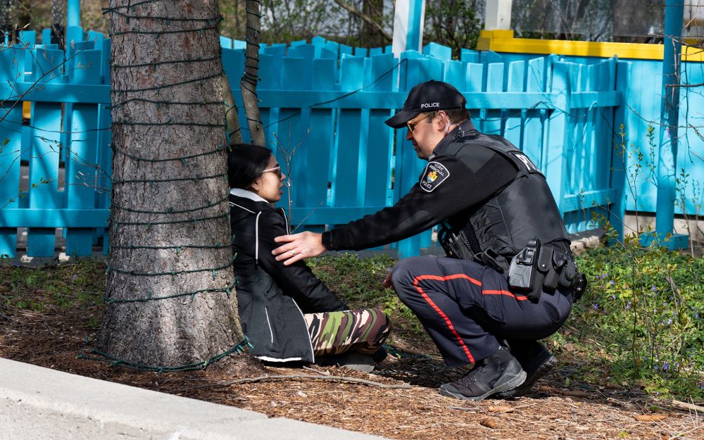 Victim being comforted