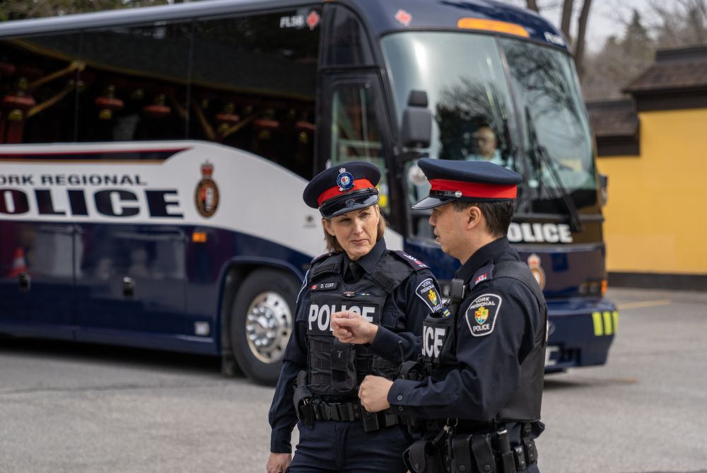Two people in police uniforms